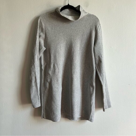 COS Sz S Grey Cotton High Collar Relaxed Long Sleeves Light Sweater - Picture 2 of 9